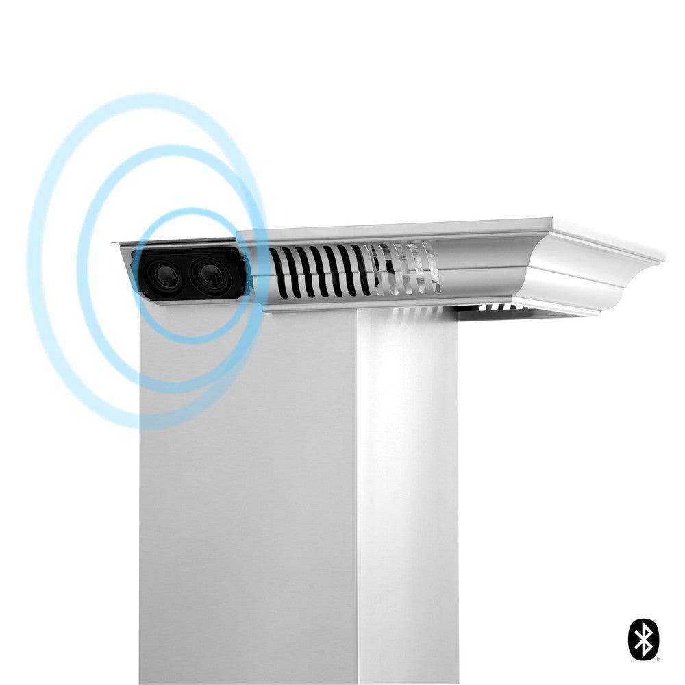 ZLINE Wall Mount Range Hood in Stainless Steel with Built-in ZLINE CrownSound Bluetooth Speakers (KF1CRN-BT) 