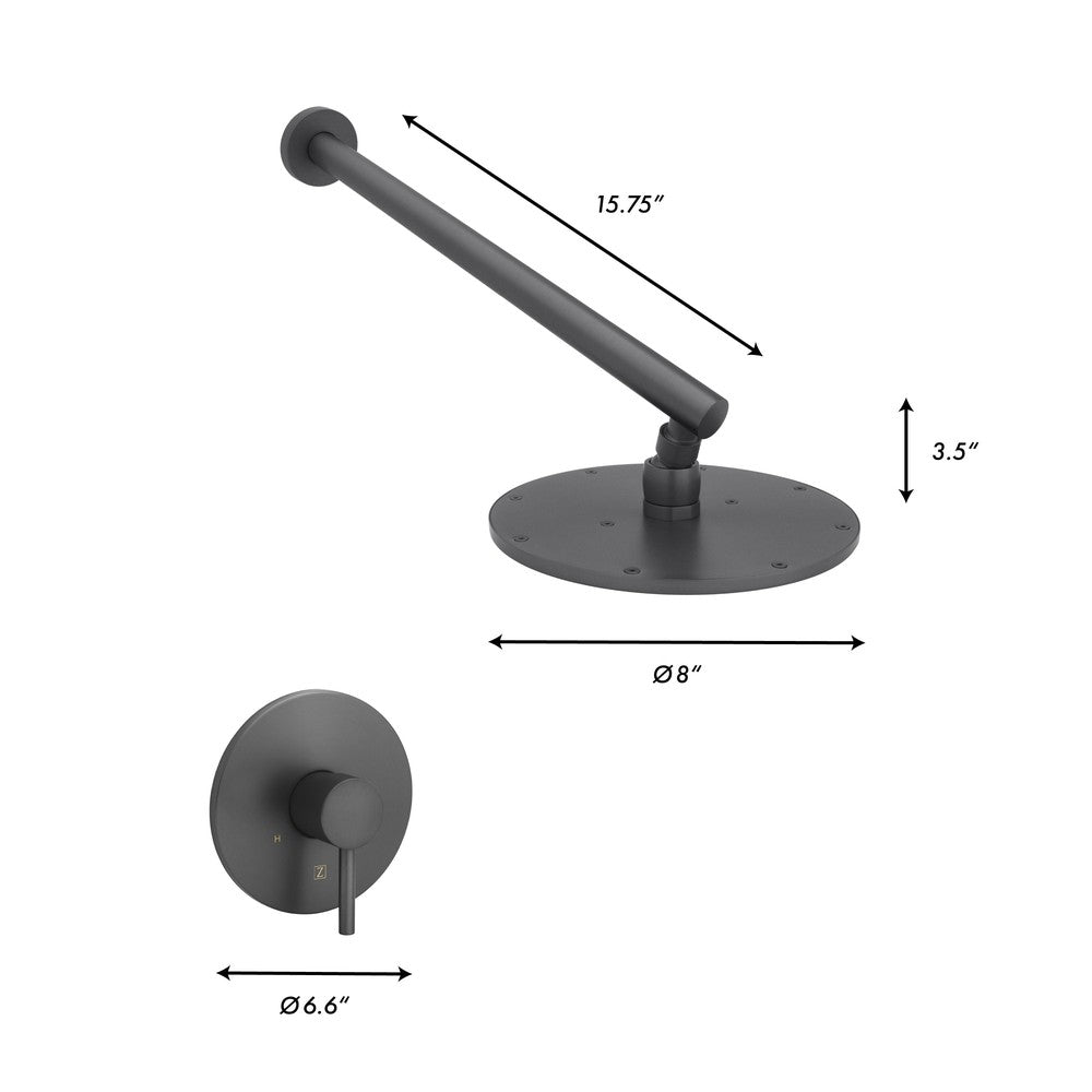 ZLINE El Dorado Shower Faucet (ELD-SHF) dimensional diagram with measurements.