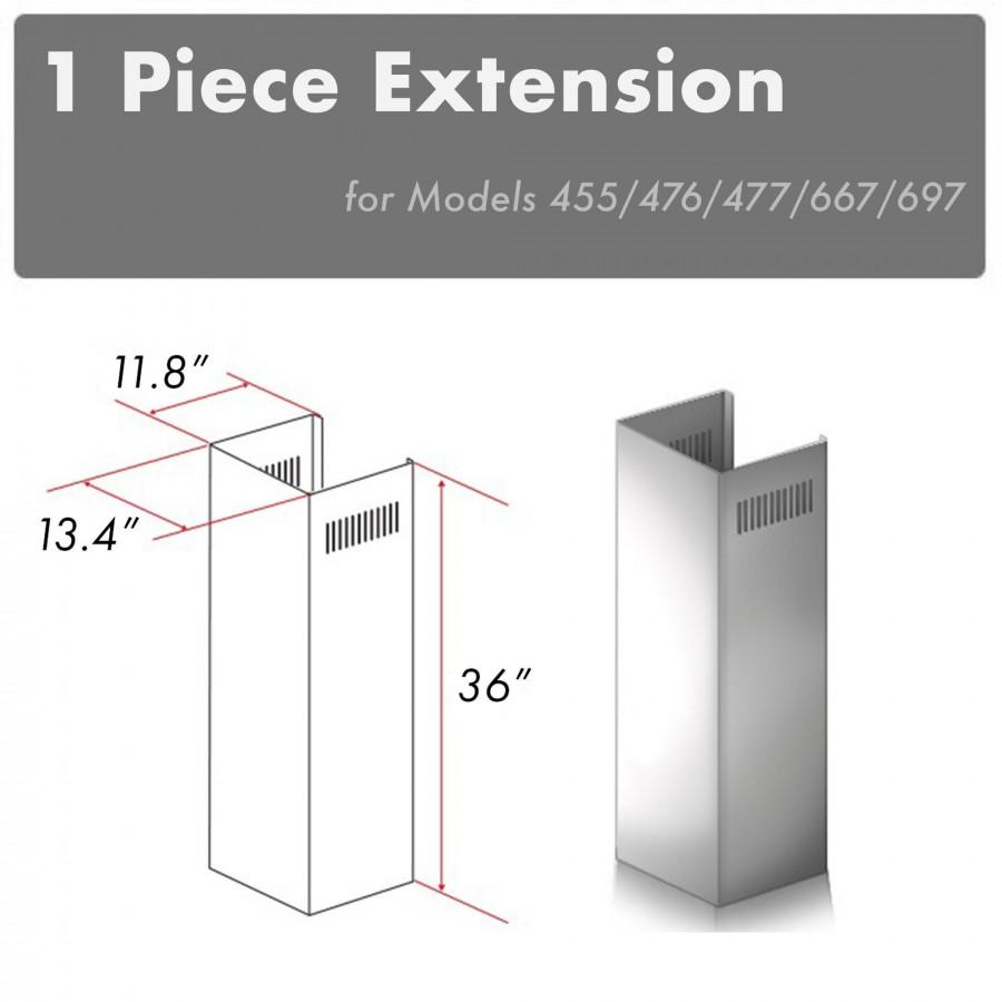 ZLINE 1-36" Chimney Extension for 9 ft. to 10 ft. Ceilings (1PCEXT-455/476/477/667/697) - Rustic Kitchen & Bath - Range Hood Accessories - ZLINE Kitchen and Bath