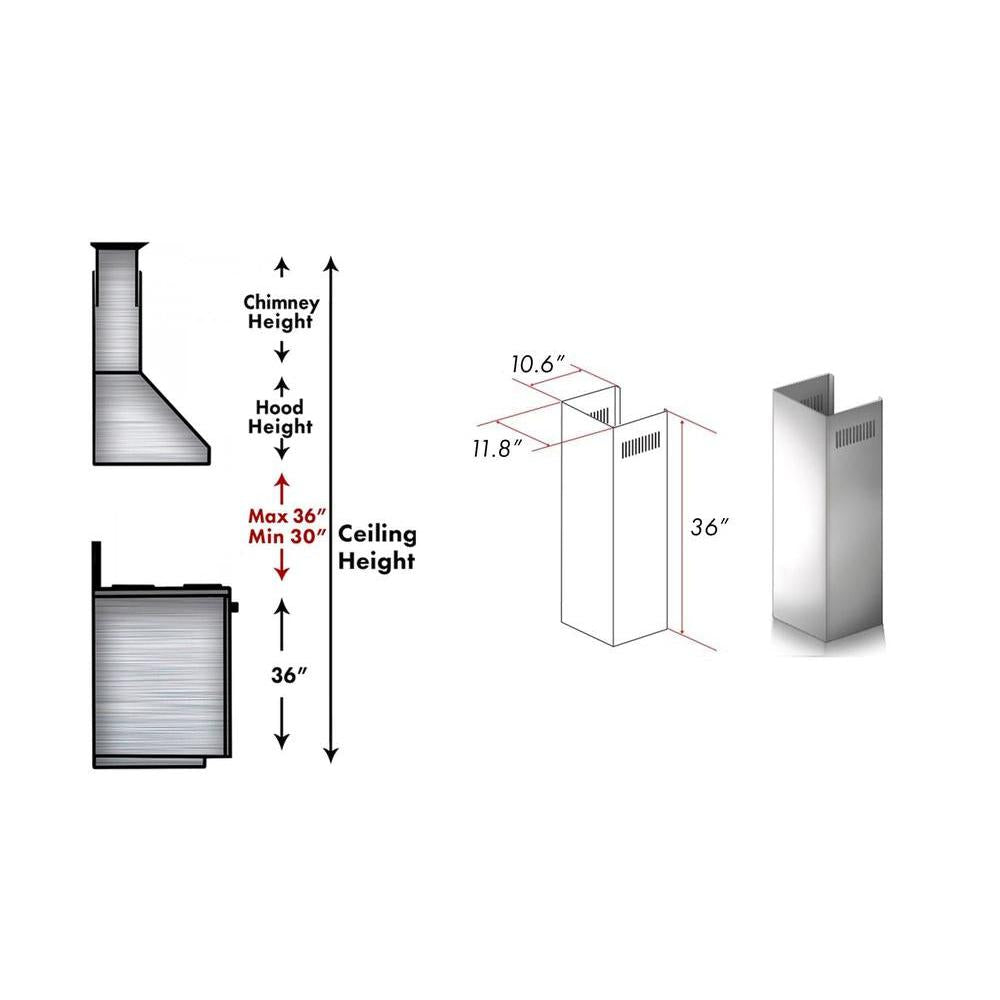 ZLINE 1-36 in. Chimney Extension for 9 ft. to 10 ft. Ceilings (1PCEXT-9597)