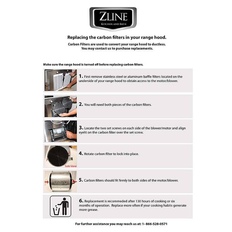 ZLINE 1 Set of 2 Charcoal Filters for Range Hoods with Recirculating Option (CF1)
