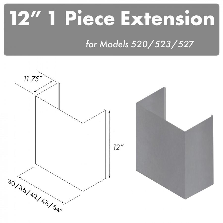 ZLINE 12 in. Chimney for 42 in. Under Cabinet Hoods (520/523/527-42-1FTEXT) main image.