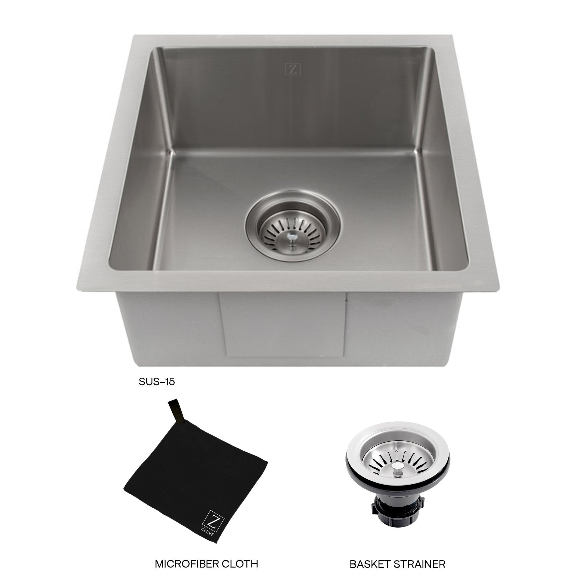 ZLINE 15" Boreal Undermount Single Bowl Bar Kitchen Sink (SUS-15) - Rustic Kitchen & Bath - Sinks - ZLINE Kitchen and Bath