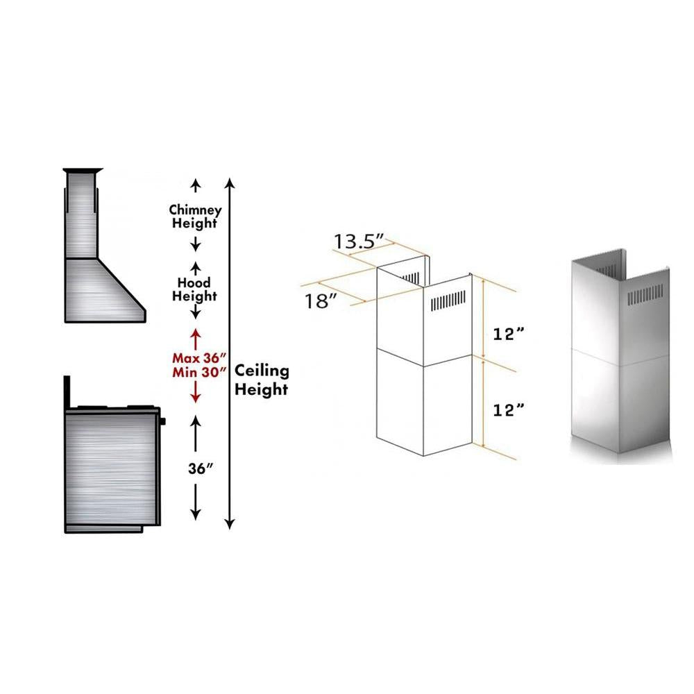 ZLINE 2-12 in. Short Chimney Pieces for 8 ft. Ceilings (SK-687)