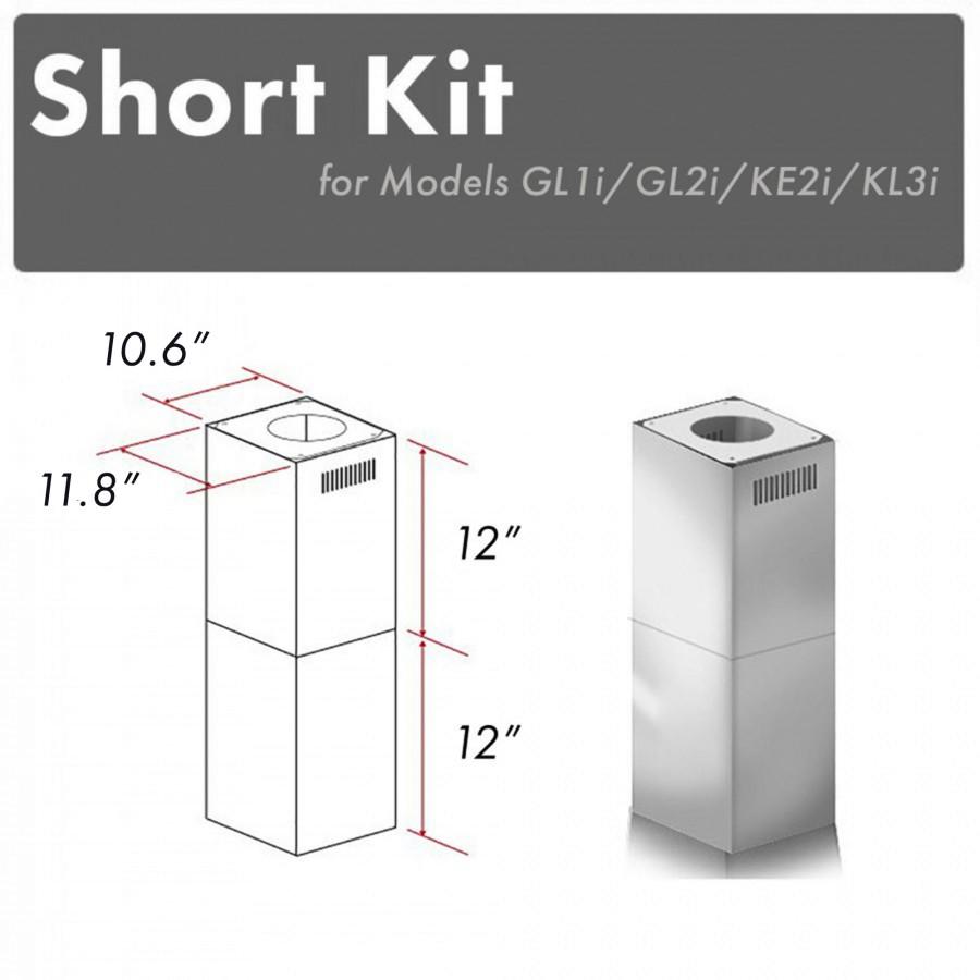 ZLINE 2-12" Short Chimney Pieces for 7 ft. to 8 ft. Ceilings (SK-GL1i/GL2i/KE2i/KL3i) - The Range Hood Store