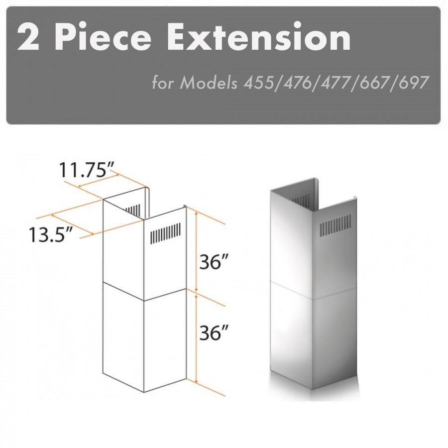 ZLINE 2-36" Chimney Extensions for 10 ft. to 12 ft. Ceilings (2PCEXT-455/476/477/667/697) - Rustic Kitchen & Bath - Range Hood Accessories - ZLINE Kitchen and Bath