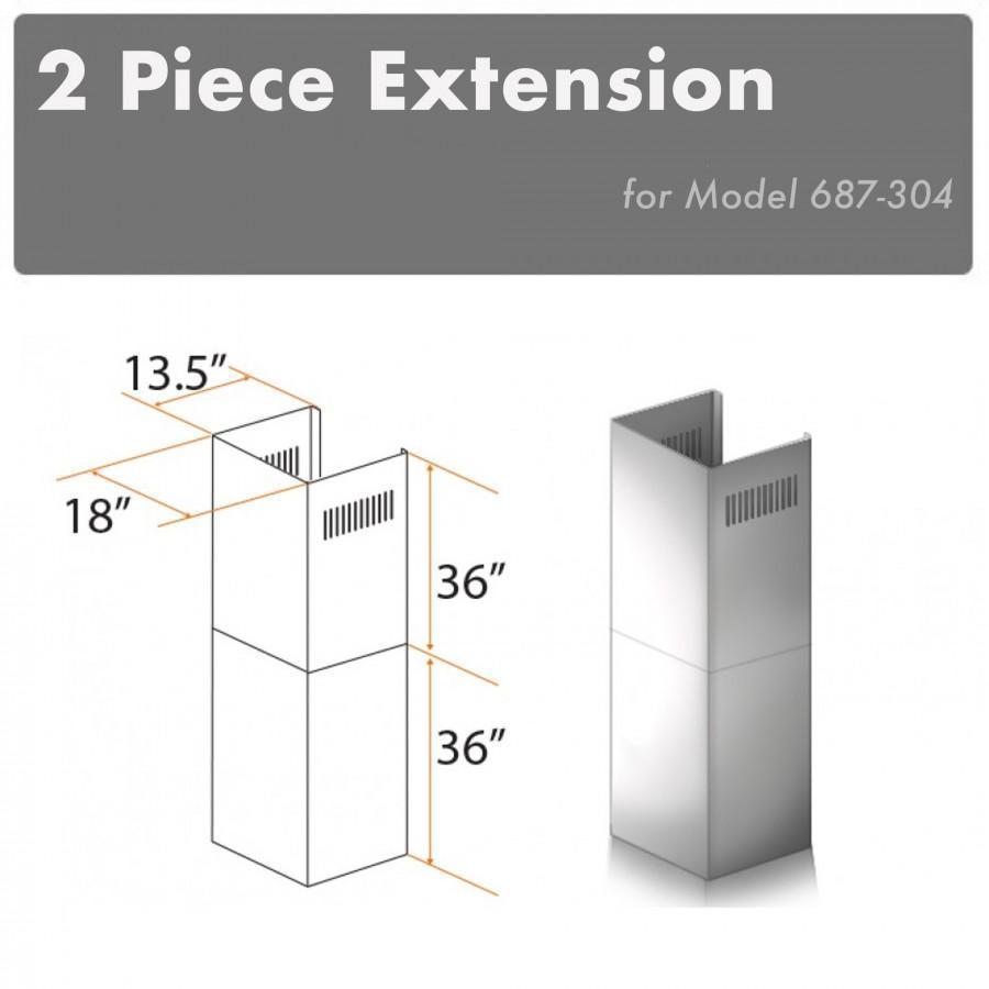 ZLINE 2-36 in. Chimney Extensions for 10 ft. to 12 ft. Ceilings (2PCEXT-687-304) main image.