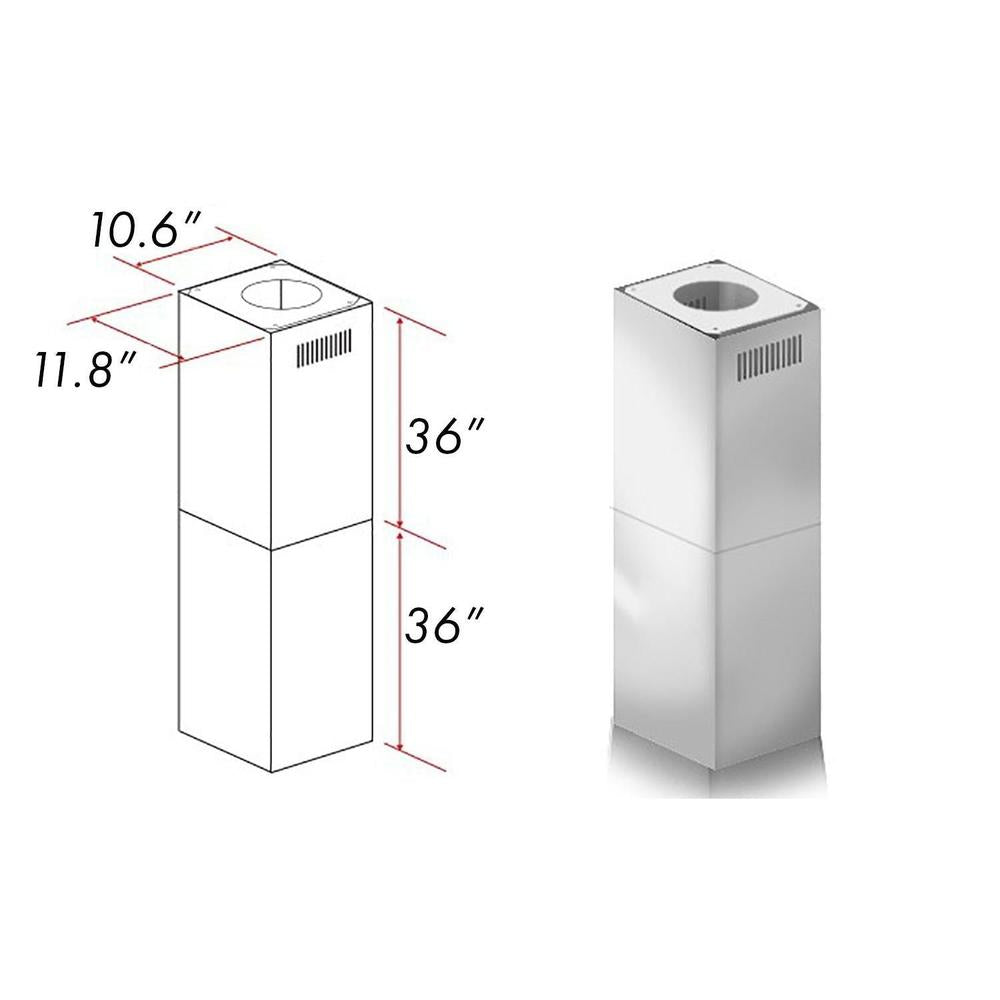 ZLINE 2-36 in. Chimney Extensions for 10 ft. to 12 ft. Ceilings (2PCEXT-696)