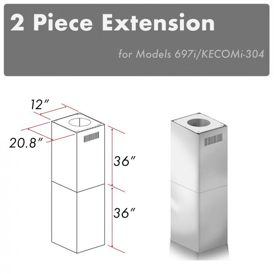 ZLINE 2-36 in. Chimney Extensions for 10 ft. to 12 ft. Ceilings (2PCEXT-697i/KECOMi-304) main image.