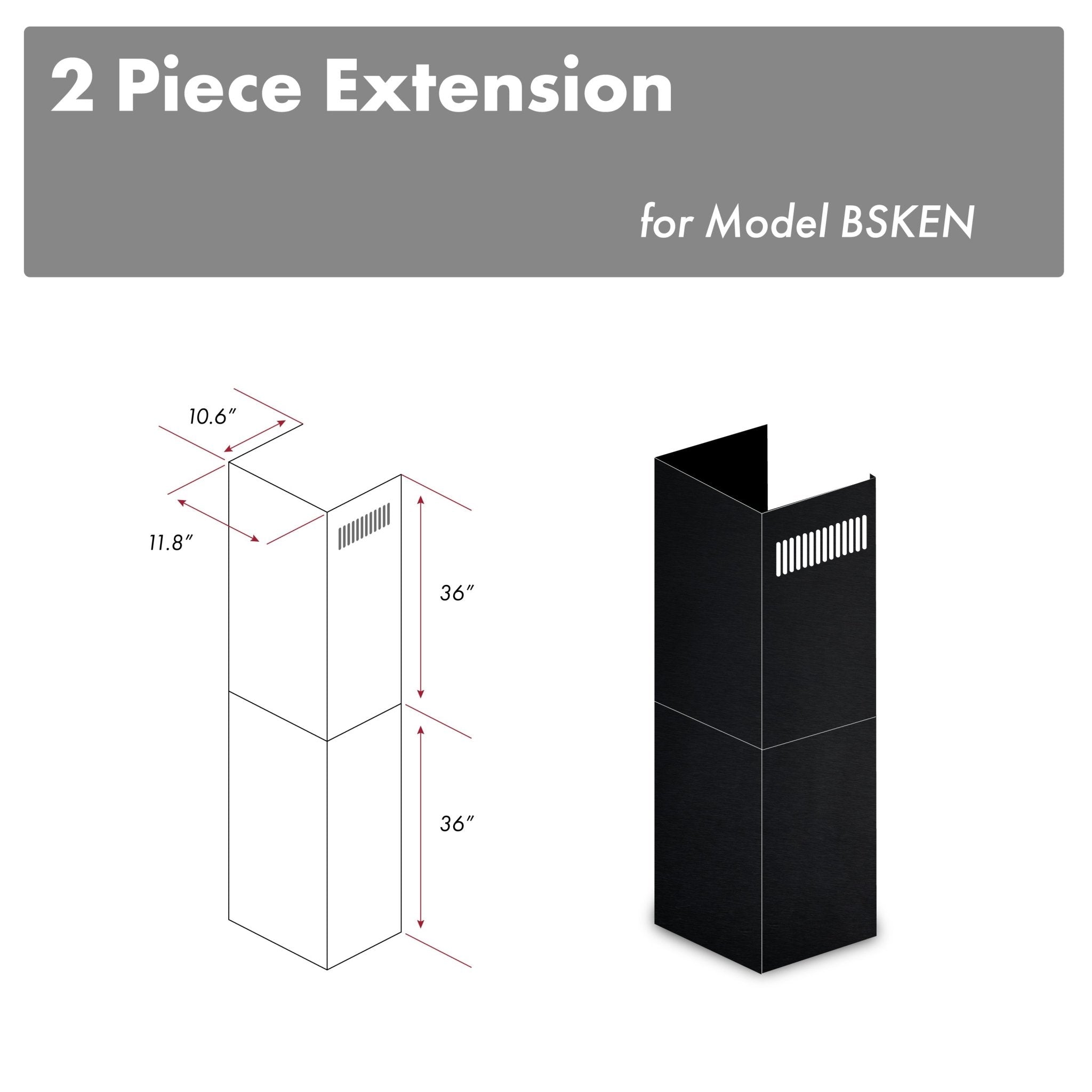 ZLINE 2-36" Chimney Extensions for 10 ft. to 12 ft. Ceilings (2PCEXT-BSKEN) - Rustic Kitchen & Bath - Range Hood Accessories - ZLINE Kitchen and Bath