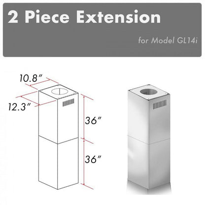 ZLINE 2-36 in. Chimney Extensions for 10 ft. to 12 ft. Ceilings (2PCEXT-GL14i)