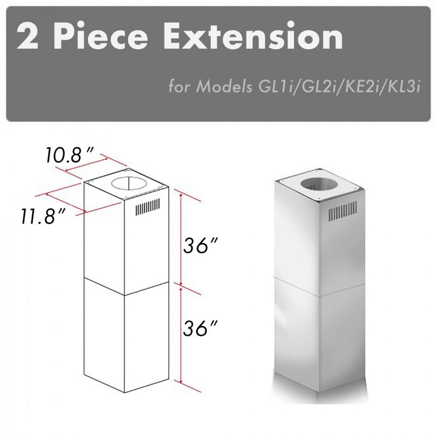 ZLINE 2-36" Chimney Extensions for 10 ft. to 12 ft. Ceilings (2PCEXT-GL1i/GL2i/KE2i/KL3i) - Rustic Kitchen & Bath - Range Hood Accessories - ZLINE Kitchen and Bath