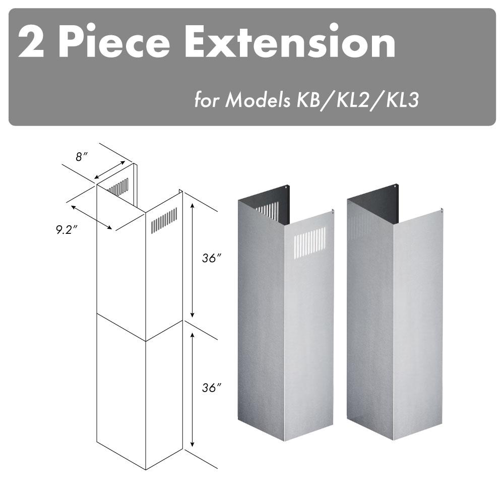 ZLINE 2-36 in. Chimney Extensions for 10 ft. to 12 ft. Ceilings (2PCEXT-KB/KL2/KL3)