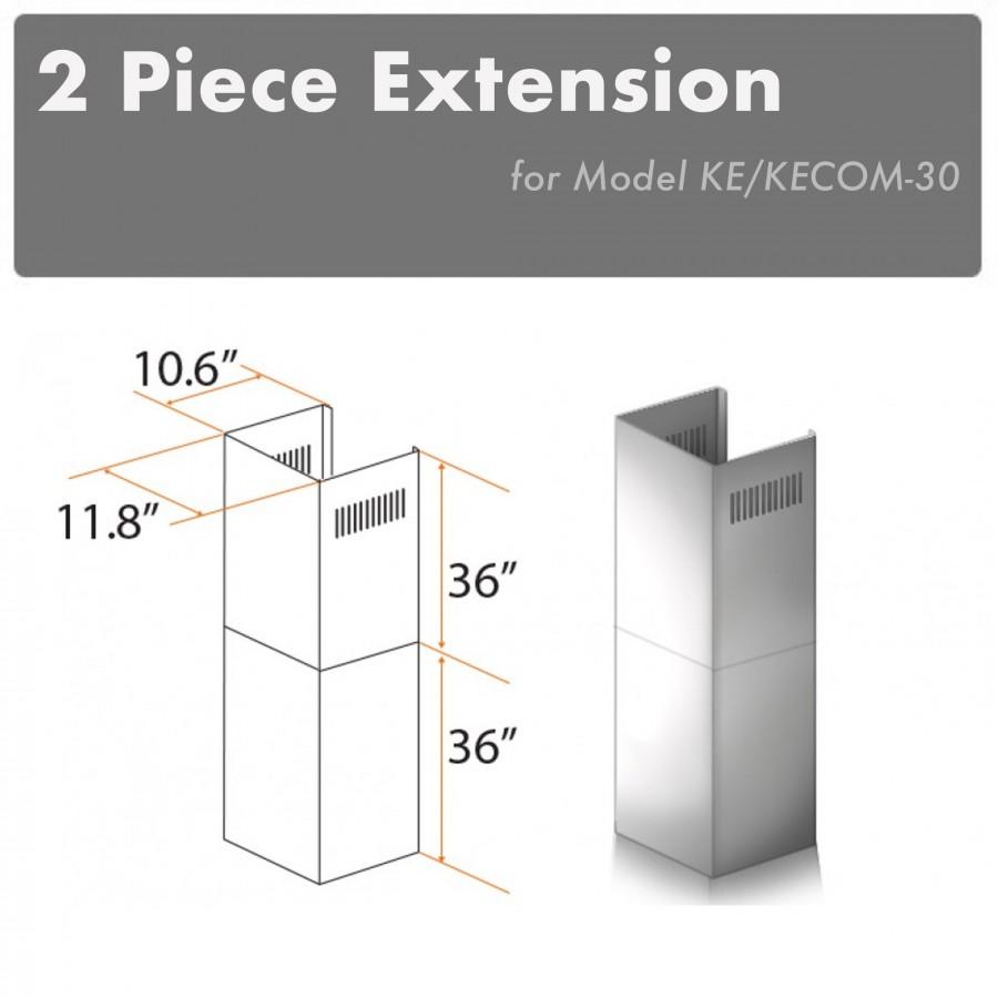 ZLINE 2-36" Chimney Extensions for 10 ft. to 12 ft. Ceilings (2PCEXT-KE/KECOM-30) - Rustic Kitchen & Bath - Range Hood Accessories - ZLINE Kitchen and Bath