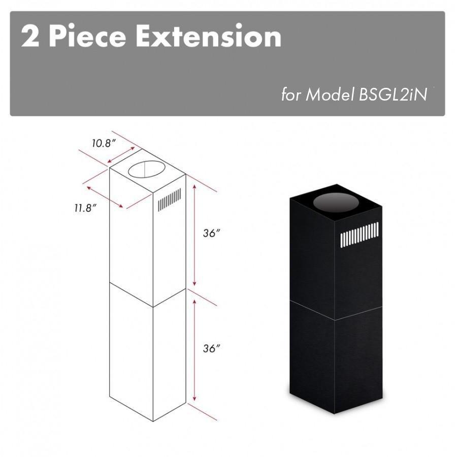 ZLINE 2-36 in. Chimney Extensions for 10 ft. to 12 ft. Ceilings in Black Stainless (2PCEXT-BSGL2iN) main image.