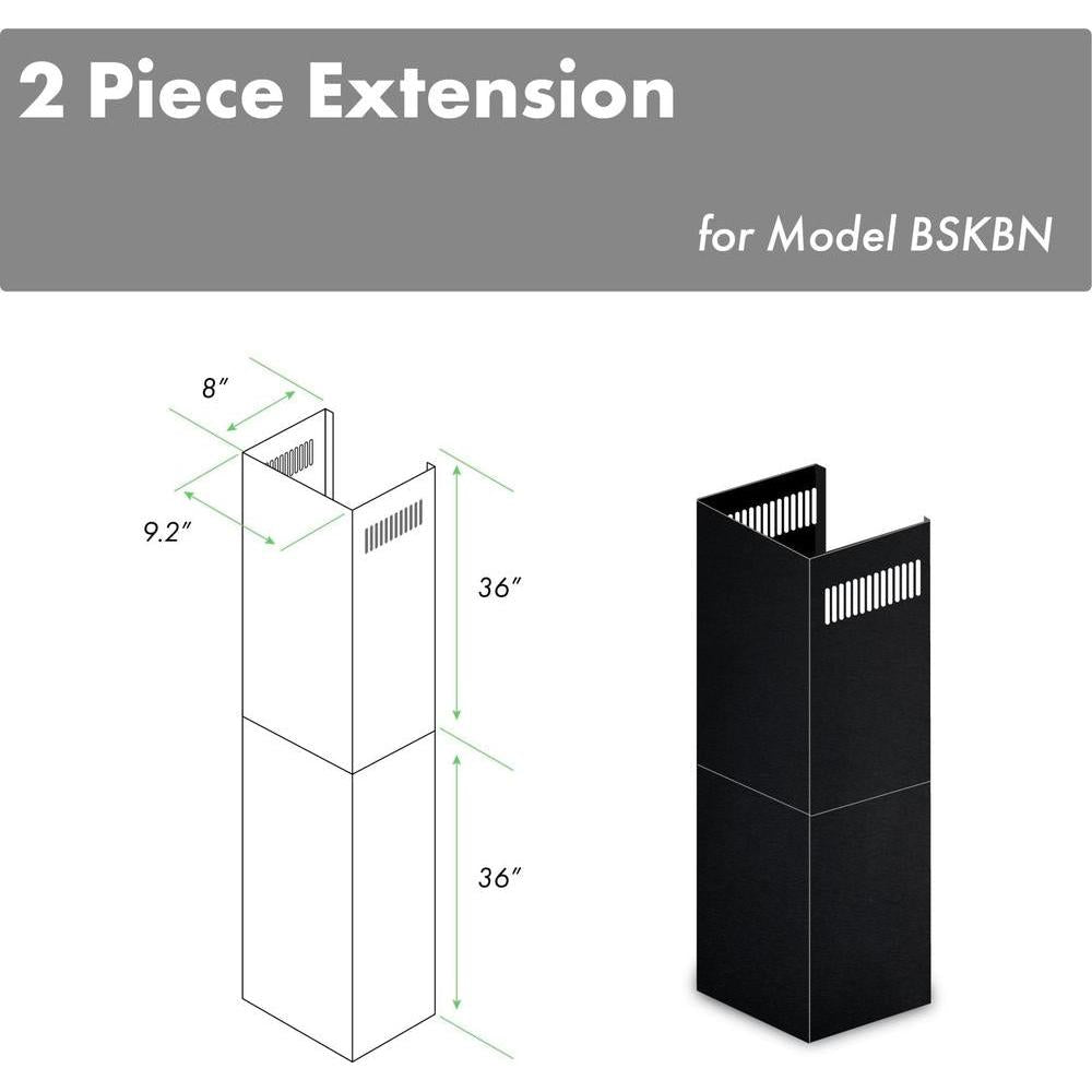 ZLINE 2-36 in. Chimney Extensions for 10 ft. to 12 ft. Ceilings in Black Stainless (2PCEXT-BSKBN) main image.