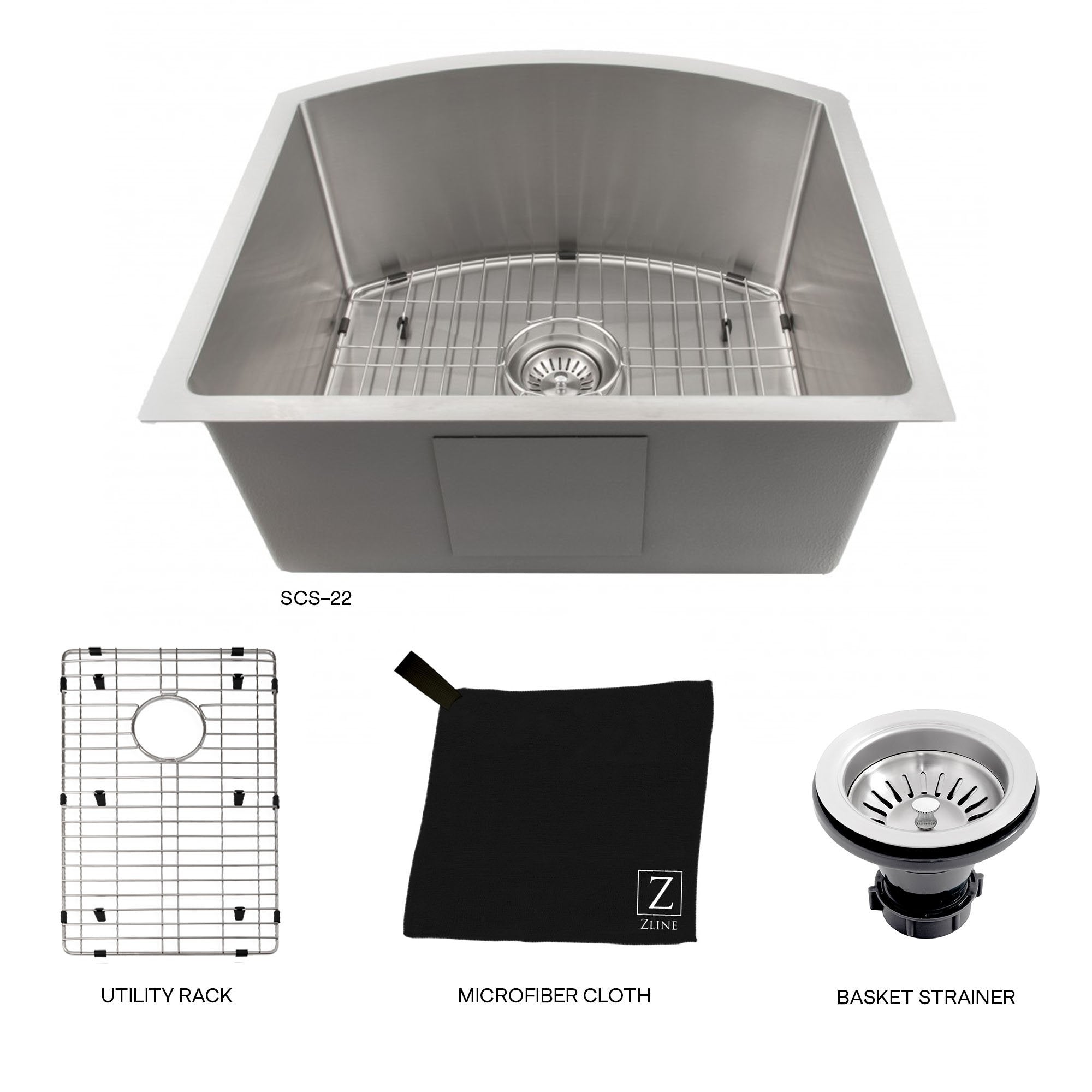 ZLINE 22" Telluride Undermount Single Bowl Kitchen Sink with Bottom Grid (SCS) - Rustic Kitchen & Bath - Sinks - ZLINE Kitchen and Bath