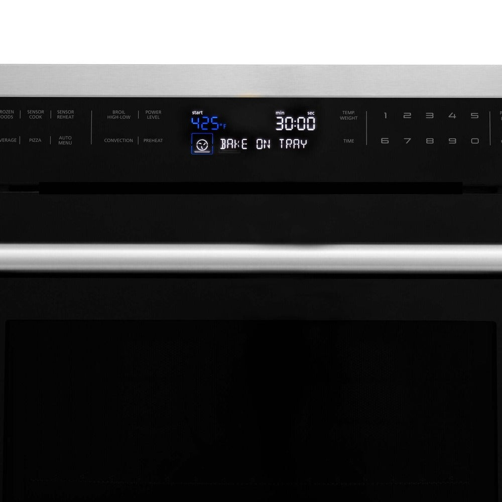 ZLINE 24 in. Stainless Steel Built-in Convection Microwave Oven with Speed and Sensor Cooking (MWO-24) digital display and timer