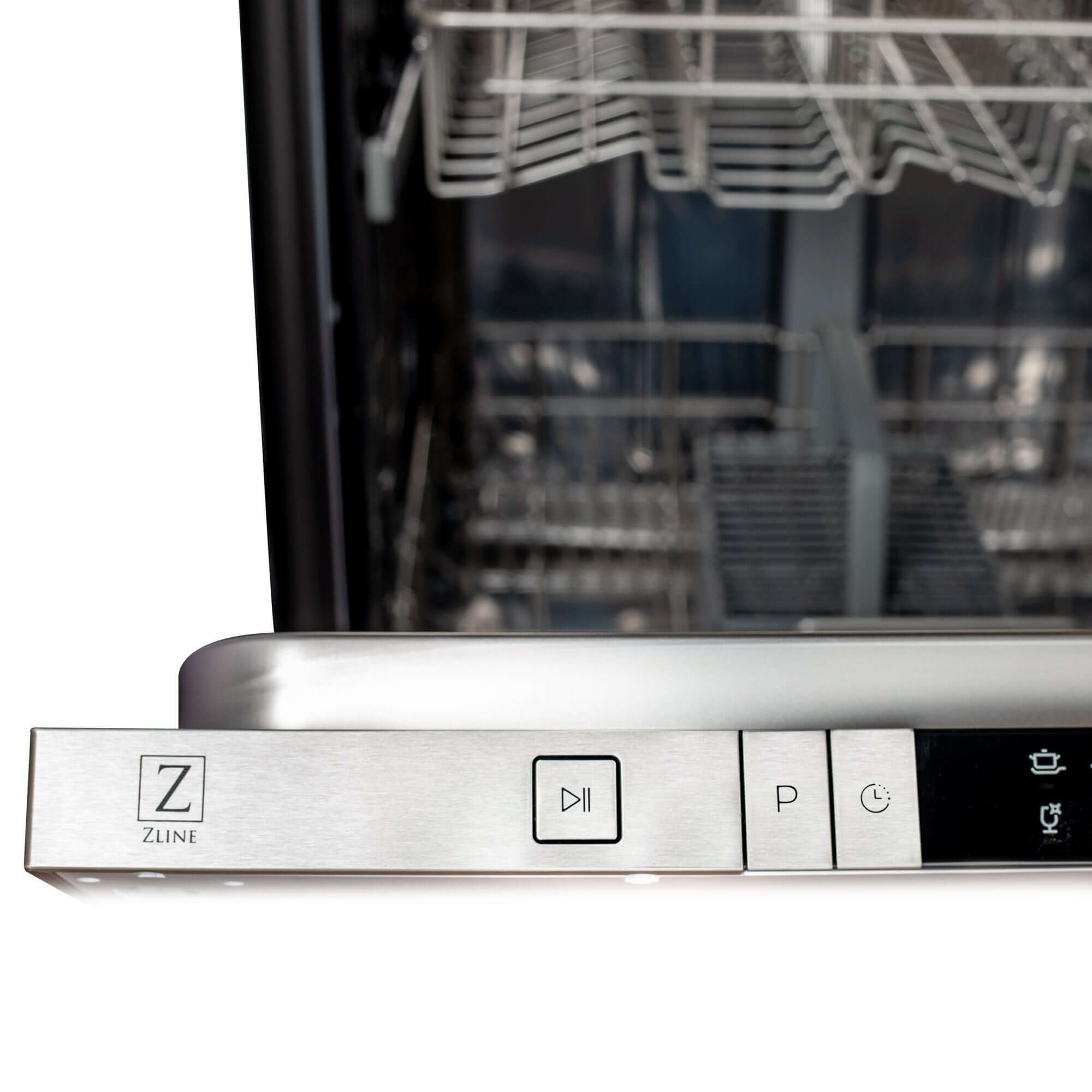 ZLINE 24 in. Panel Ready Top Control Dishwasher with Stainless Steel Tub, 52dBa (DW7713-24) Hidden Top Control Panel Allows for a Seamless Built-in Look