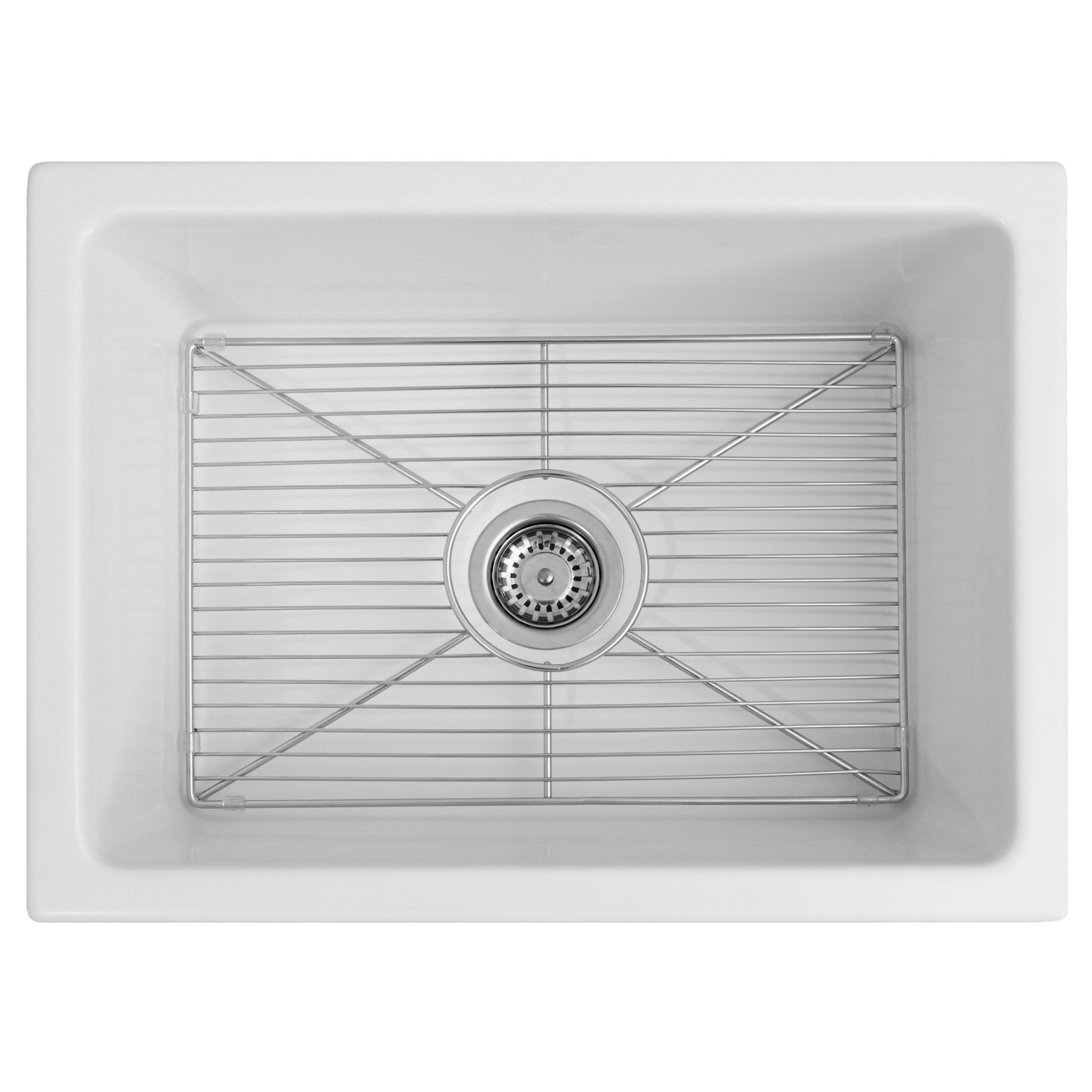 ZLINE 24 in. Venice Farmhouse Apron Front Reversible Single Bowl Fireclay Kitchen Sink with Bottom Grid (FRC5120) 