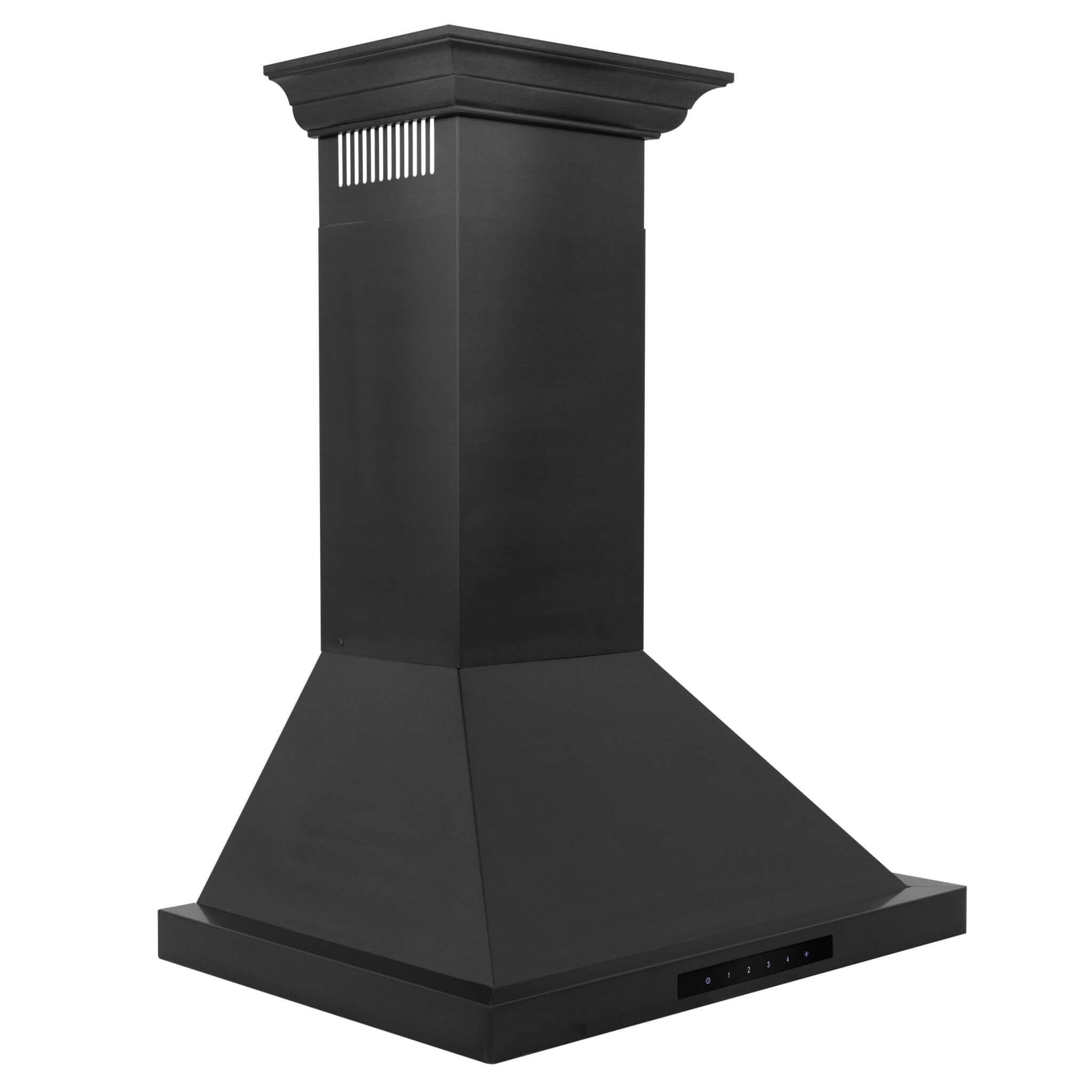 ZLINE Convertible Vent Wall Mount Range Hood in Black Stainless Steel with Crown Molding (BSKBNCRN) side