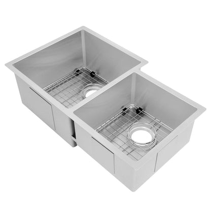 ZLINE 32 in. Jackson Undermount Double Bowl Kitchen Sink with Bottom Grid (SRDR-32) Stainless Steel