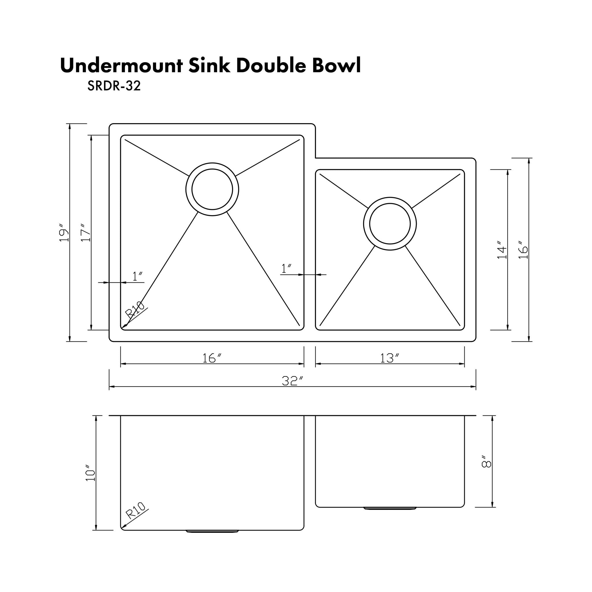 ZLINE 32" Jackson Undermount Double Bowl Sink (SRDR) - Rustic Kitchen & Bath - ZLINE Kitchen and Bath