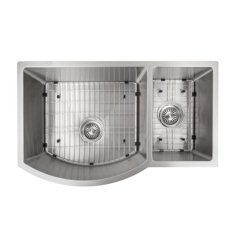 Aspen Undermount Double Bowl Kitchen Sink Overhead Showing Bottom Grid