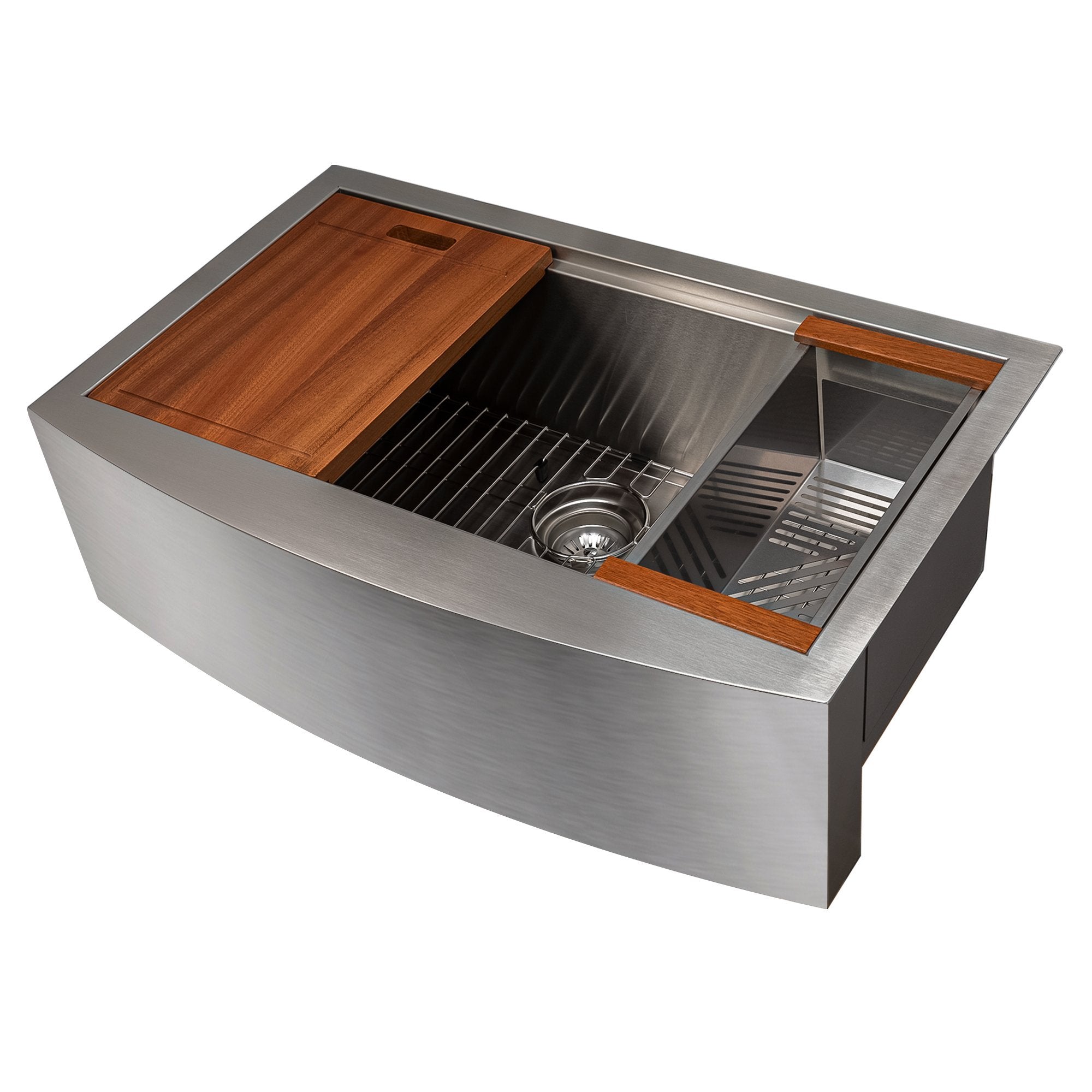 ZLINE 33 in. Moritz Farmhouse Apron Mount Single Bowl Kitchen Sink with Bottom Grid and Accessories (SLSAP-33) Stainless Steel