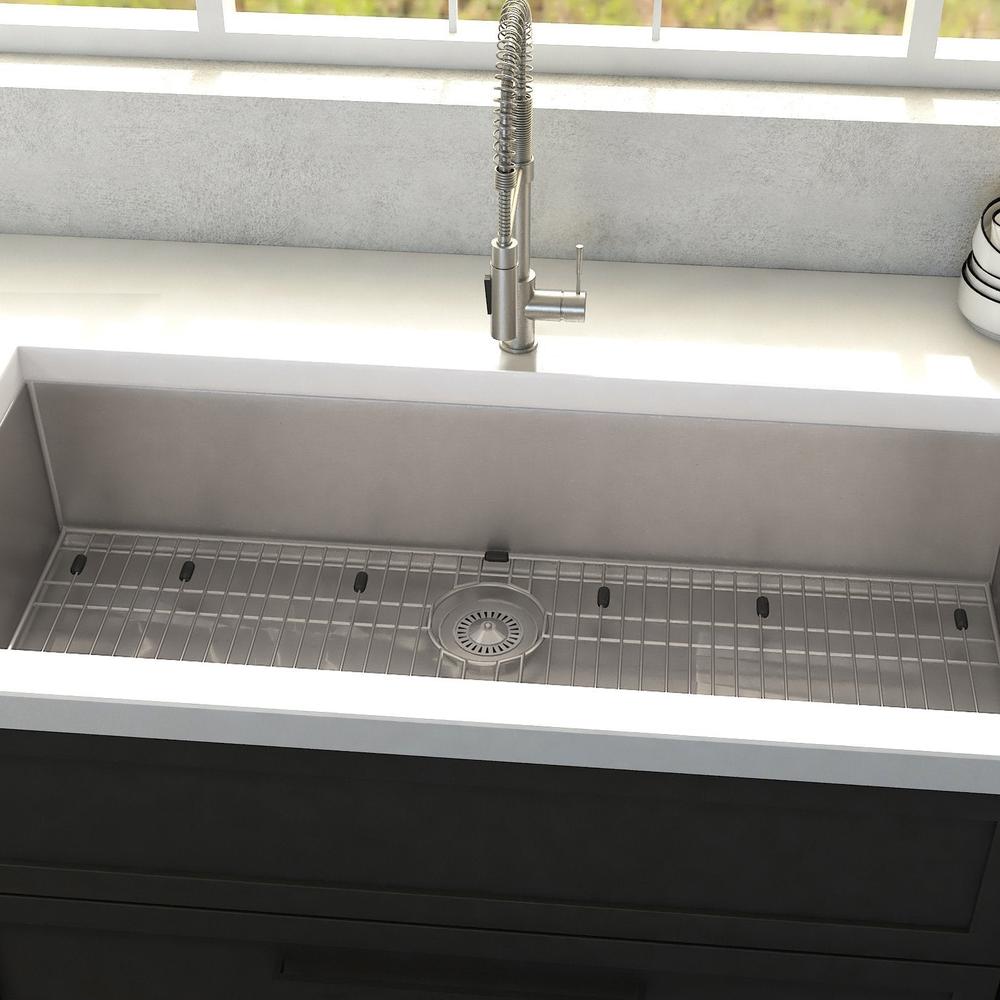 ZLINE 36 in. Meribel Undermount Single Bowl Kitchen Sink with Bottom Grid and Color Options (SRS-36) Stainless Steel