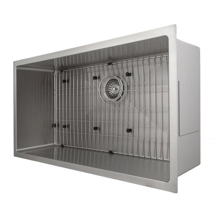 ZLINE 36 in. Meribel Undermount Single Bowl Kitchen Sink with Bottom Grid and Color Options (SRS-36) Stainless Steel