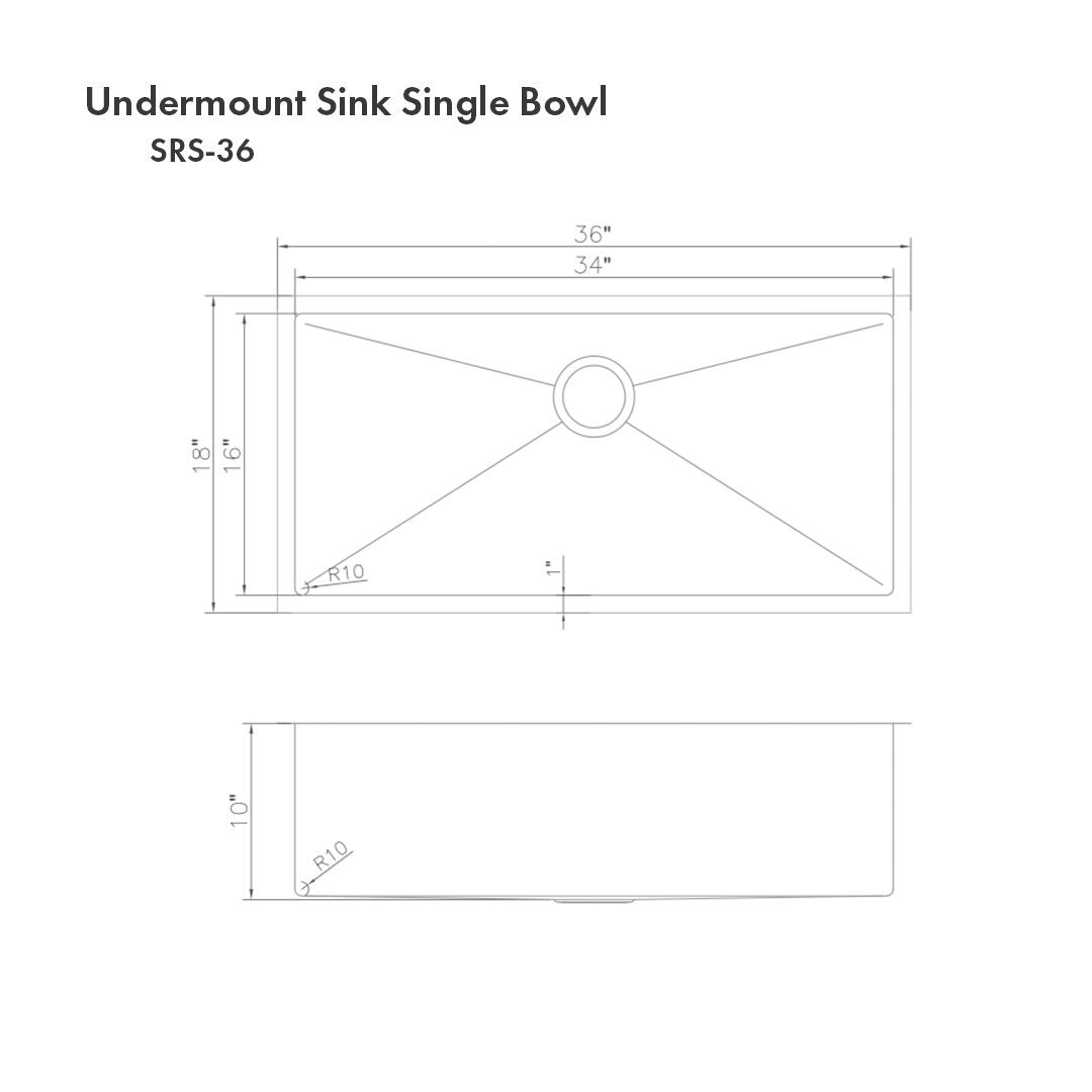 ZLINE 36" Classic Series Undermount Single Bowl Sink (SRS) - Rustic Kitchen & Bath - Sinks - ZLINE Kitchen and Bath