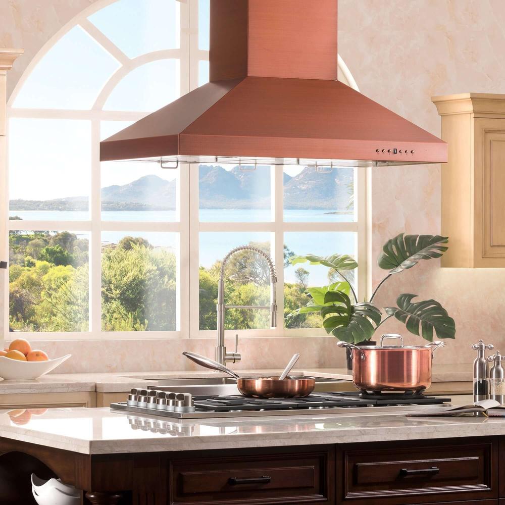 ZLINE 36 in. Designer Series Copper Island Mount Range Hood (8KL3iC-36) 
