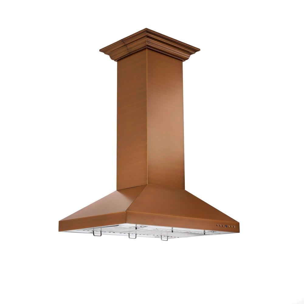 ZLINE 36 in. Designer Series Copper Island Mount Range Hood (8KL3iC-36) 