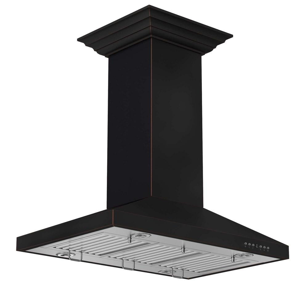 ZLINE 36 in. Designer Series Oil-Rubbed Bronze Island Mount Range Hood (8KL3iB-36) 