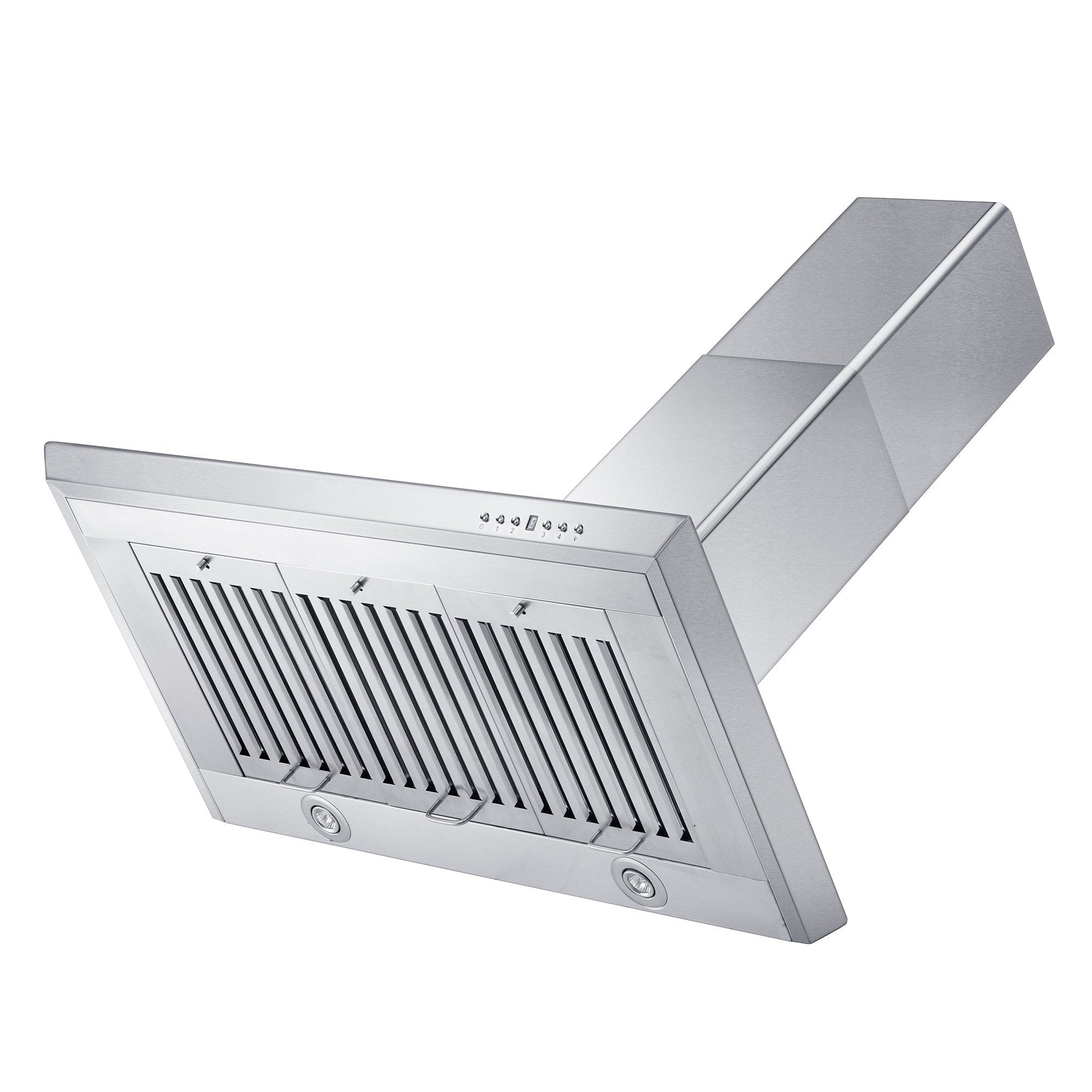 ZLINE 36 in. Convertible Vent Wall Mount Range Hood in Stainless Steel (KF-36) angled under.