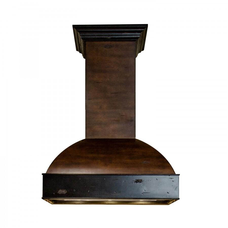 ZLINE 36 in. Wooden Wall Mount Range Hood in Antigua and Walnut (369AW-36) front.