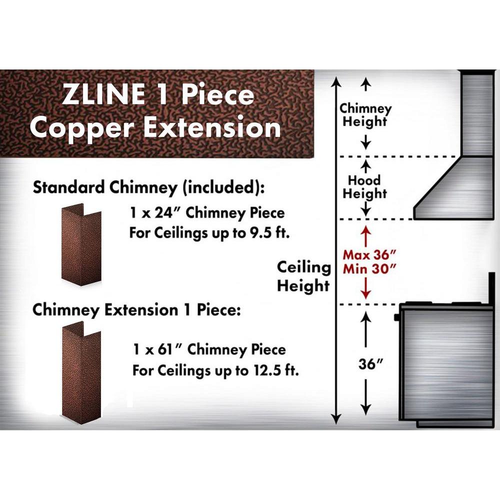 ZLINE 61 in. Extended Chimney and Crown (8667E-E)