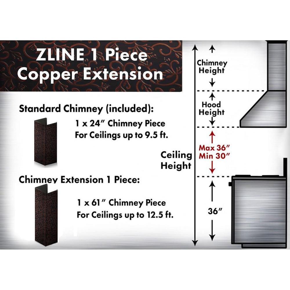 ZLINE 61 in. Extended Chimney and Crown (8667F-E)