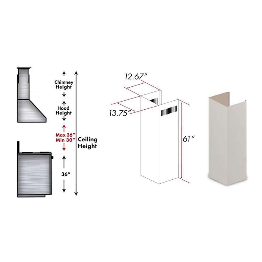 ZLINE 61 in. Wooden Chimney Extension for Ceilings up to 12.5 ft. (321TT-E)