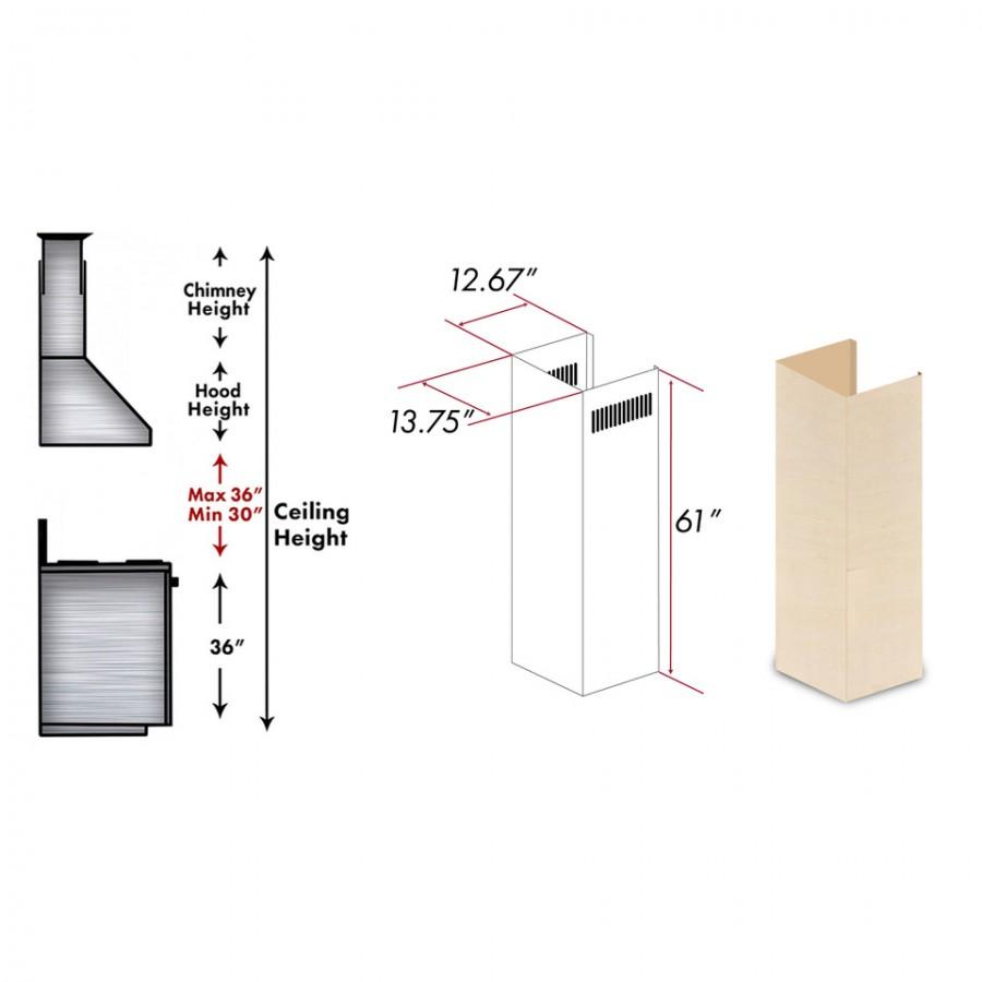 ZLINE 61 in. Wooden Chimney Extension for Ceilings up to 12.5 ft. (369UF-E)