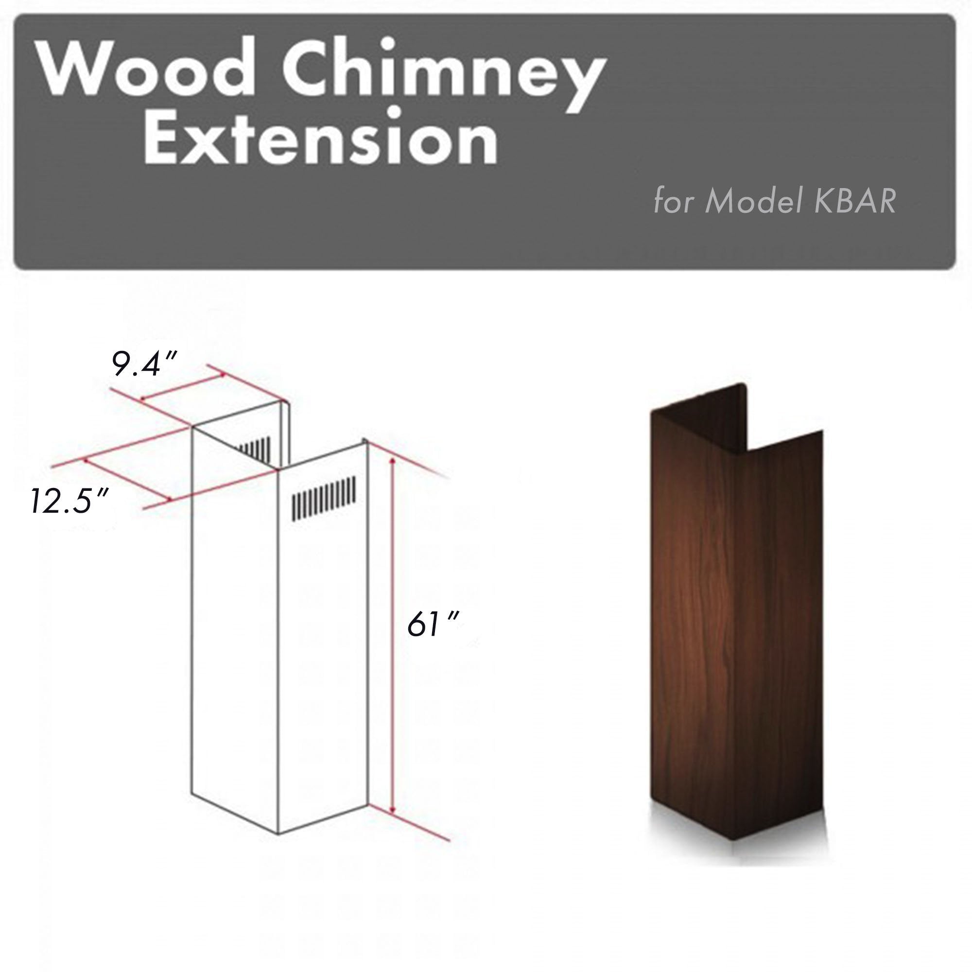 ZLINE 61" Wooden Chimney Extension for Ceilings up to 12.5 ft. (KBAR-E) - Rustic Kitchen & Bath - Range Hood Accessories - ZLINE Kitchen and Bath
