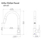 ZLINE Arthur Kitchen Faucet (ATH-KF) dimensional diagram.