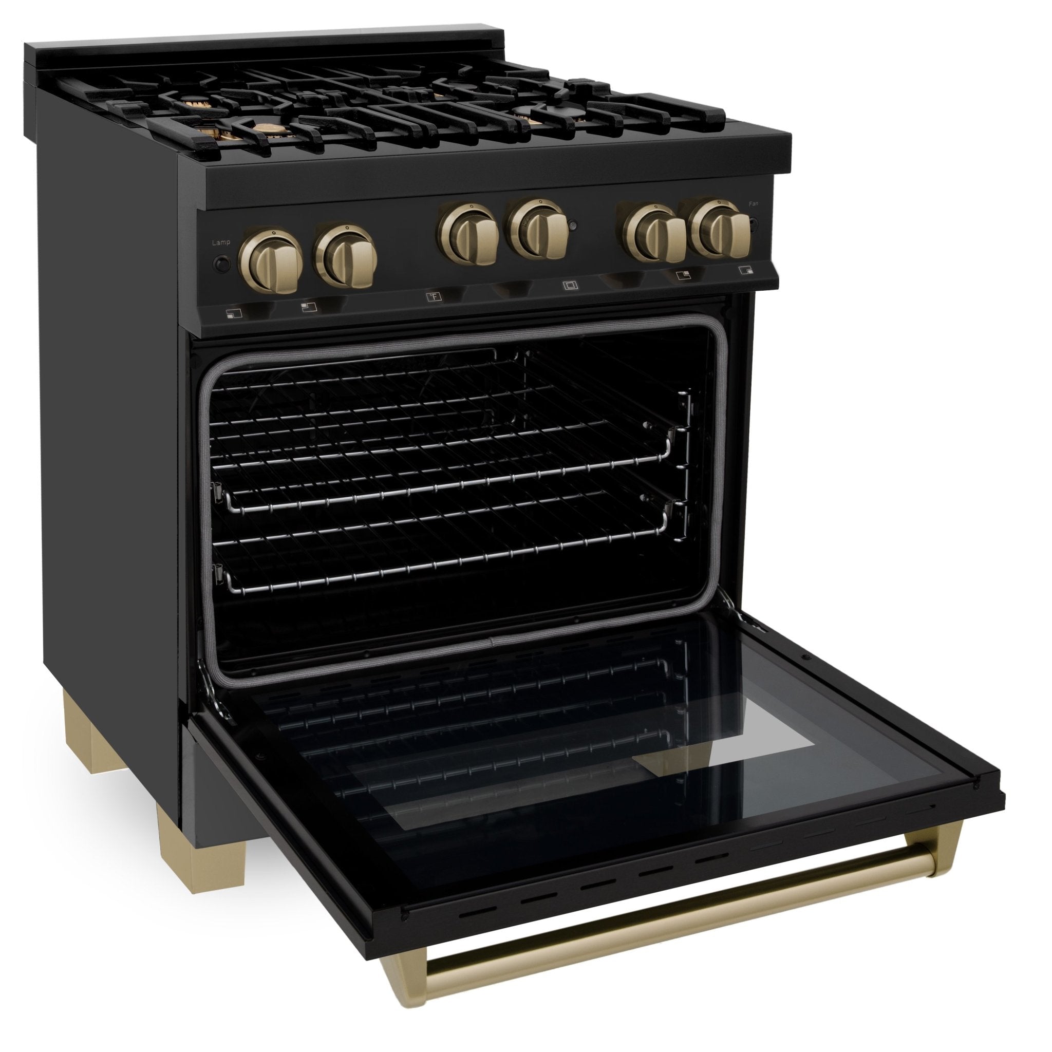 ZLINE Autograph Edition 30" 4.0 cu. ft. Range with Gas Stove and Gas Oven in Black Stainless Steel with Accents (RGBZ-30) - Rustic Kitchen & Bath - Ranges - ZLINE Kitchen and Bath