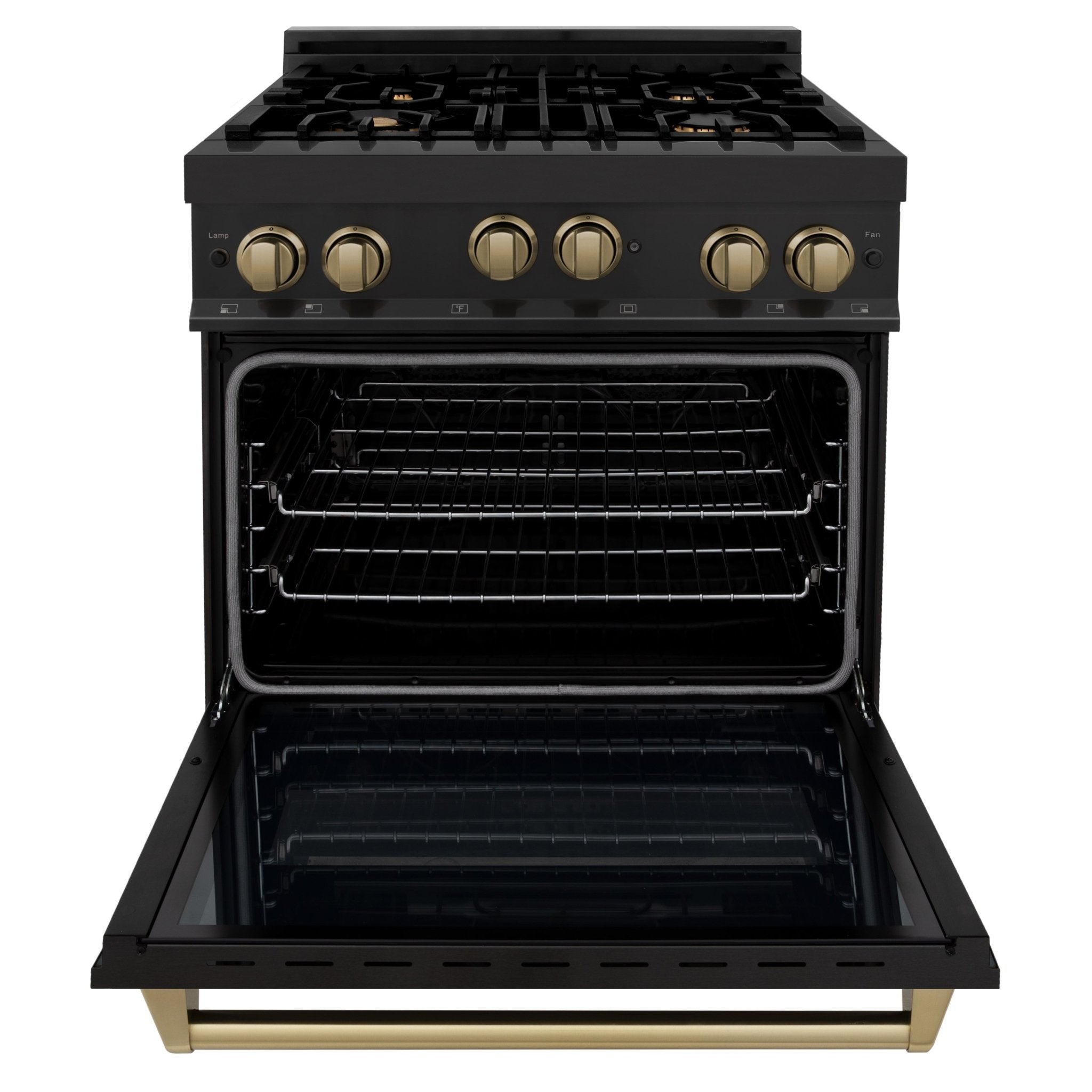 ZLINE Autograph Edition 30" 4.0 cu. ft. Range with Gas Stove and Gas Oven in Black Stainless Steel with Accents (RGBZ-30) - Rustic Kitchen & Bath - Ranges - ZLINE Kitchen and Bath