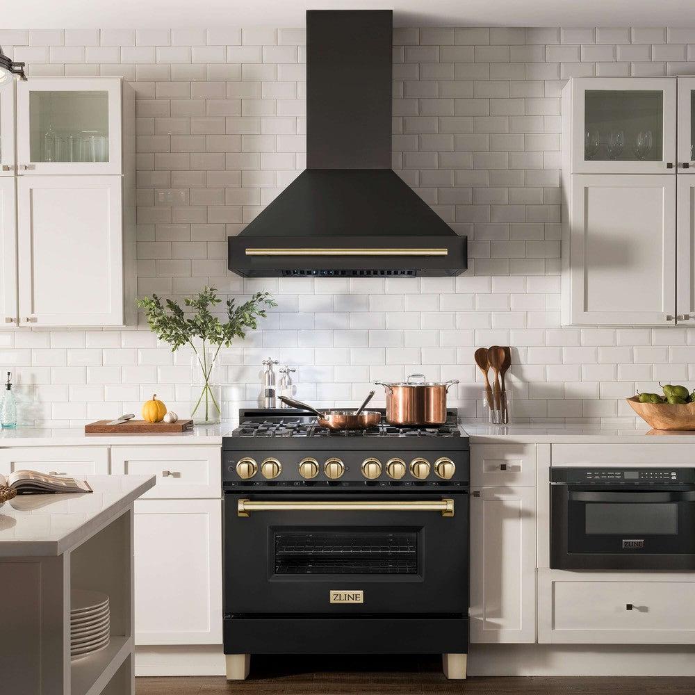 ZLINE Autograph Edition 36 in. Black Stainless Steel Range Hood with Handle (BS655Z-36) 