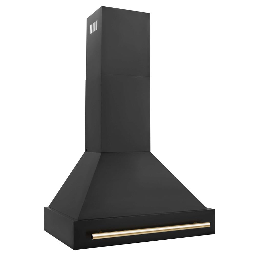ZLINE Autograph Edition 30 in. Black Stainless Steel Range Hood with Accent Handle (BS655Z-30) main image.
