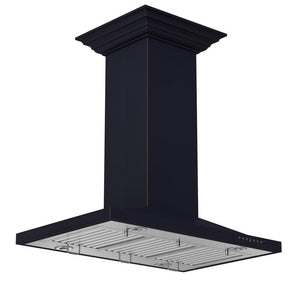 ZLINE Designer Series Oil-Rubbed Bronze Island Mount Range Hood (8GL2Bi) side, under.