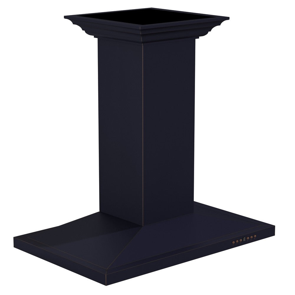 ZLINE Designer Series Oil-Rubbed Bronze Island Mount Range Hood (8GL2Bi) includes a one-piece chimney that can be cut to size