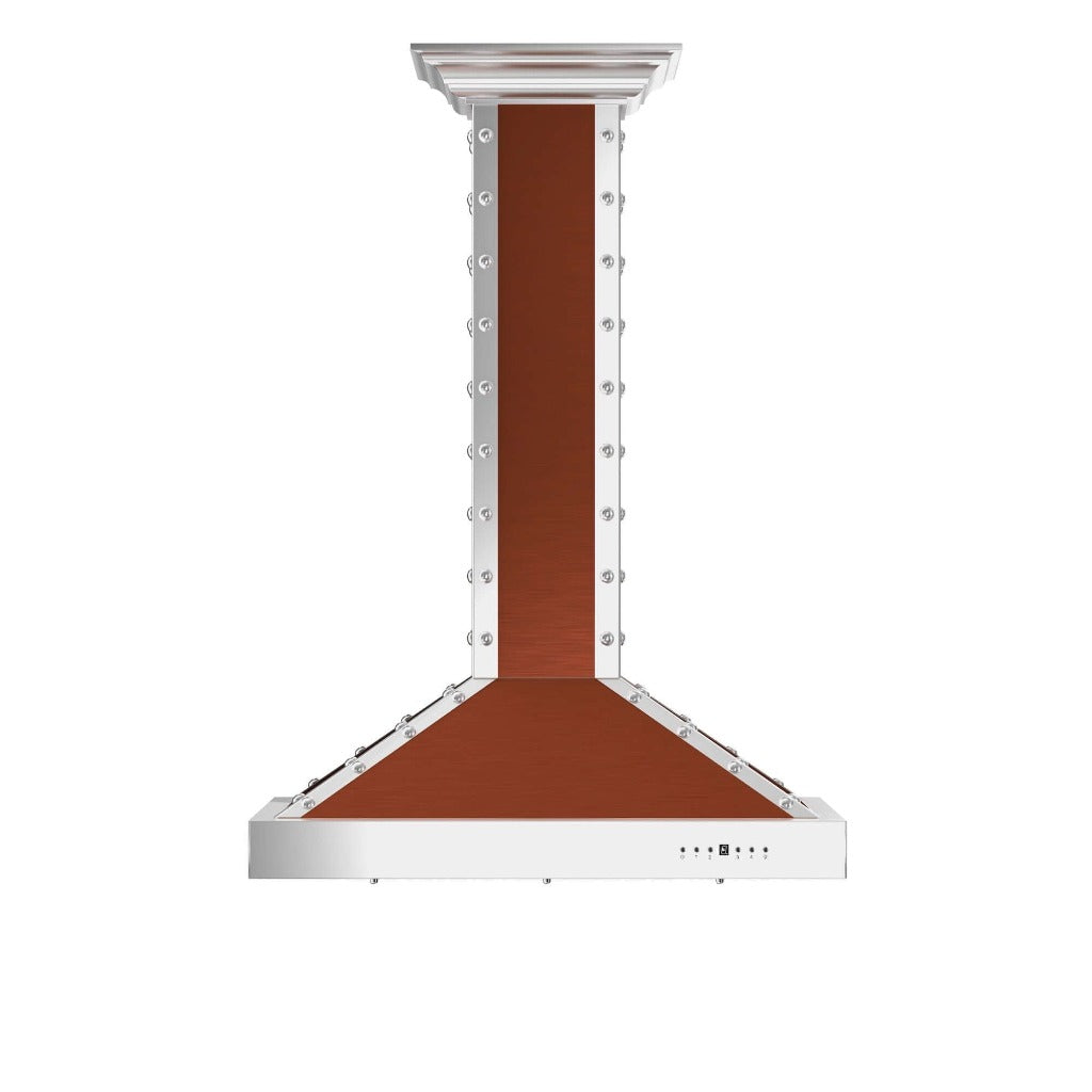 ZLINE 30 in. Designer Series Copper and Stainless Island Range Hood (KB2i-CSSXS) 30 Inch front.
